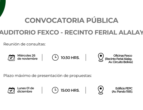 CONVOCATORIA PÚBLICA – CONSTRUCCIÓN DEL AUDITORIO FEXCO