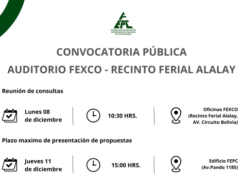CONVOCATORIA PÚBLICA – CONSTRUCCIÓN DEL AUDITORIO FEXCO