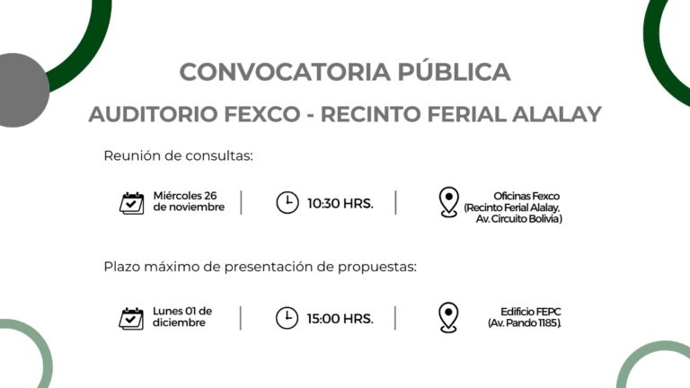 CONVOCATORIA PÚBLICA – CONSTRUCCIÓN DEL AUDITORIO FEXCO