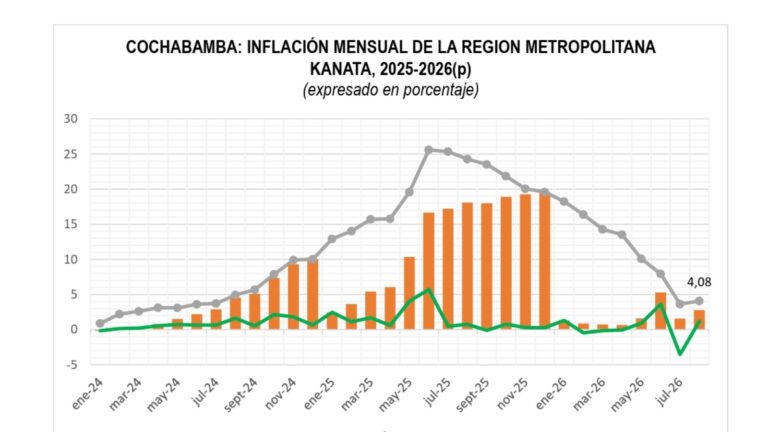 PRECIOS VUELVEN A SUBIR EN AGOSTO: BOLIVIA PASA DE -2,79% A 1,10% Y COCHABAMBA DE -3,53% A 1,19%, MIENTRAS EL DÓLAR BORDEA BS 12